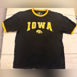 Vintage Iowa Hawkeyes NCAA Colosseum Embroidered T-Shirt Size Large Black Gold